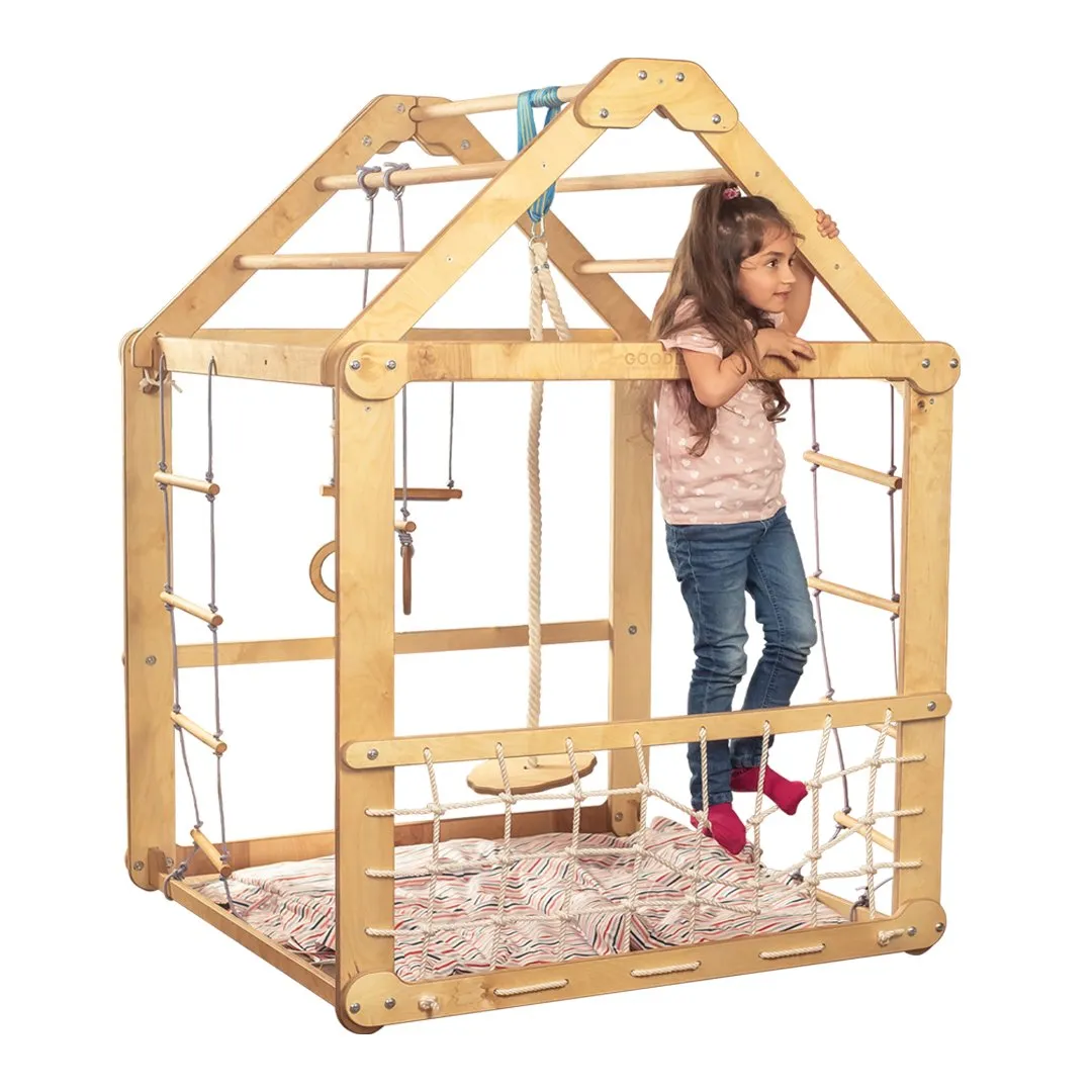 Indoor Wooden Playhouse - With Swings