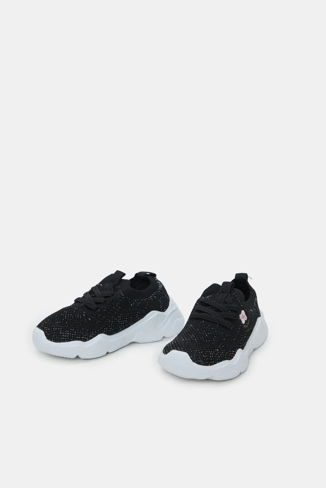 Infant Girls Black Knit Trainer