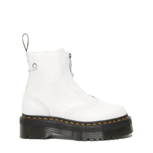 Jetta Zipped White Leather Platform Boots