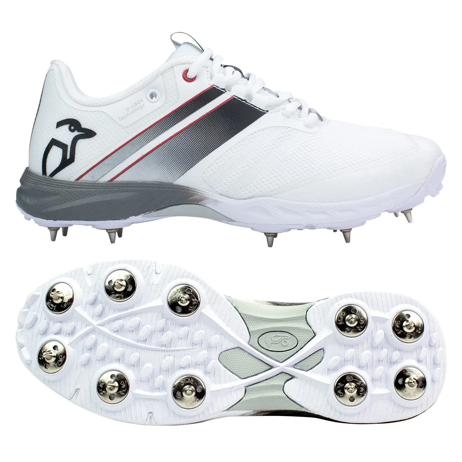 Kookaburra KC 2.0 Spike Cricket Shoes Black/White and Red/White