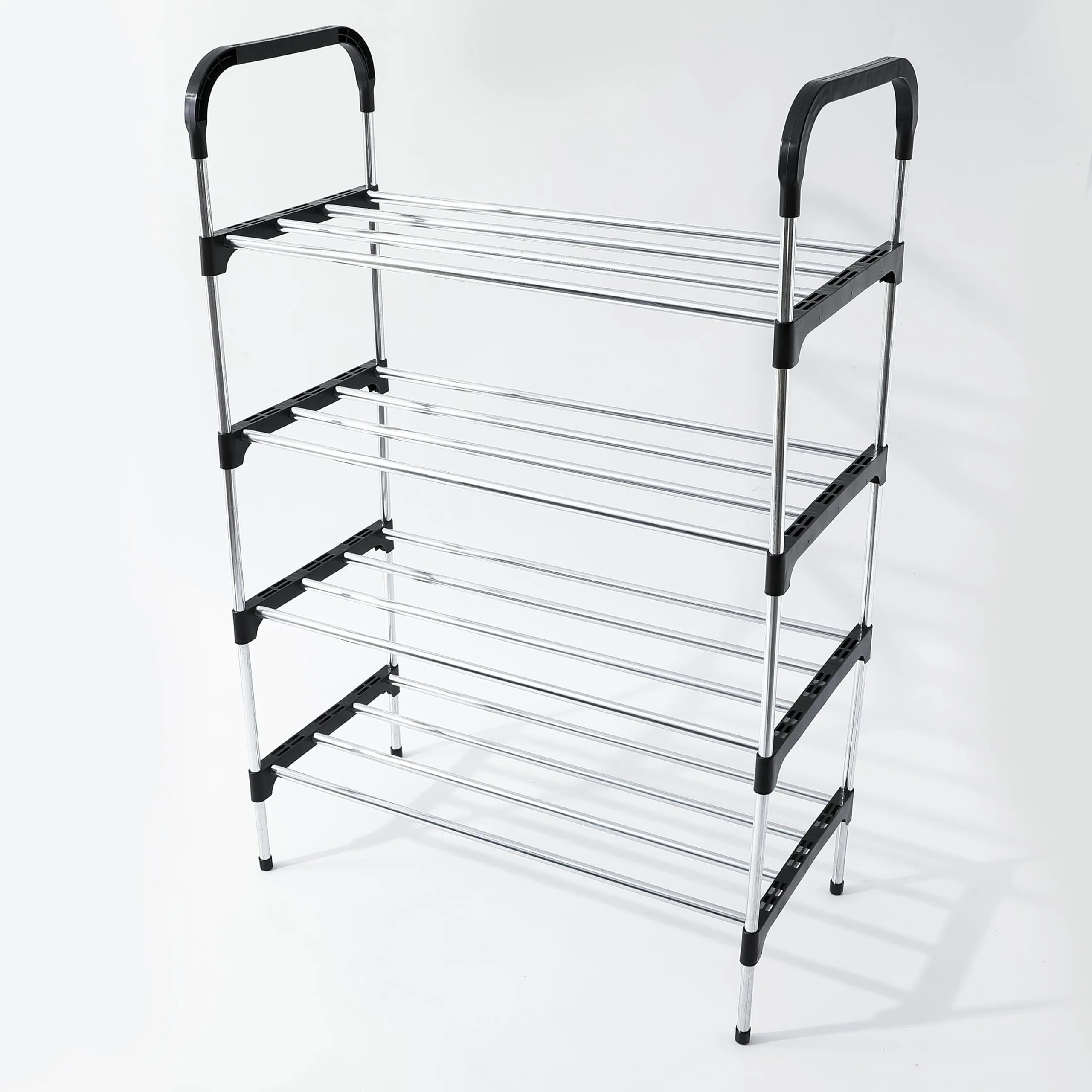 Kuber Industries (Pack 3) 5 Layer Shoe Rack | Footwear Holder | Shoe Storage Organizer Cabinet | Multi-Layer Adjustable shoe rack stand | Easy Assembly Sturdy Shoe Tower | Black & Silver