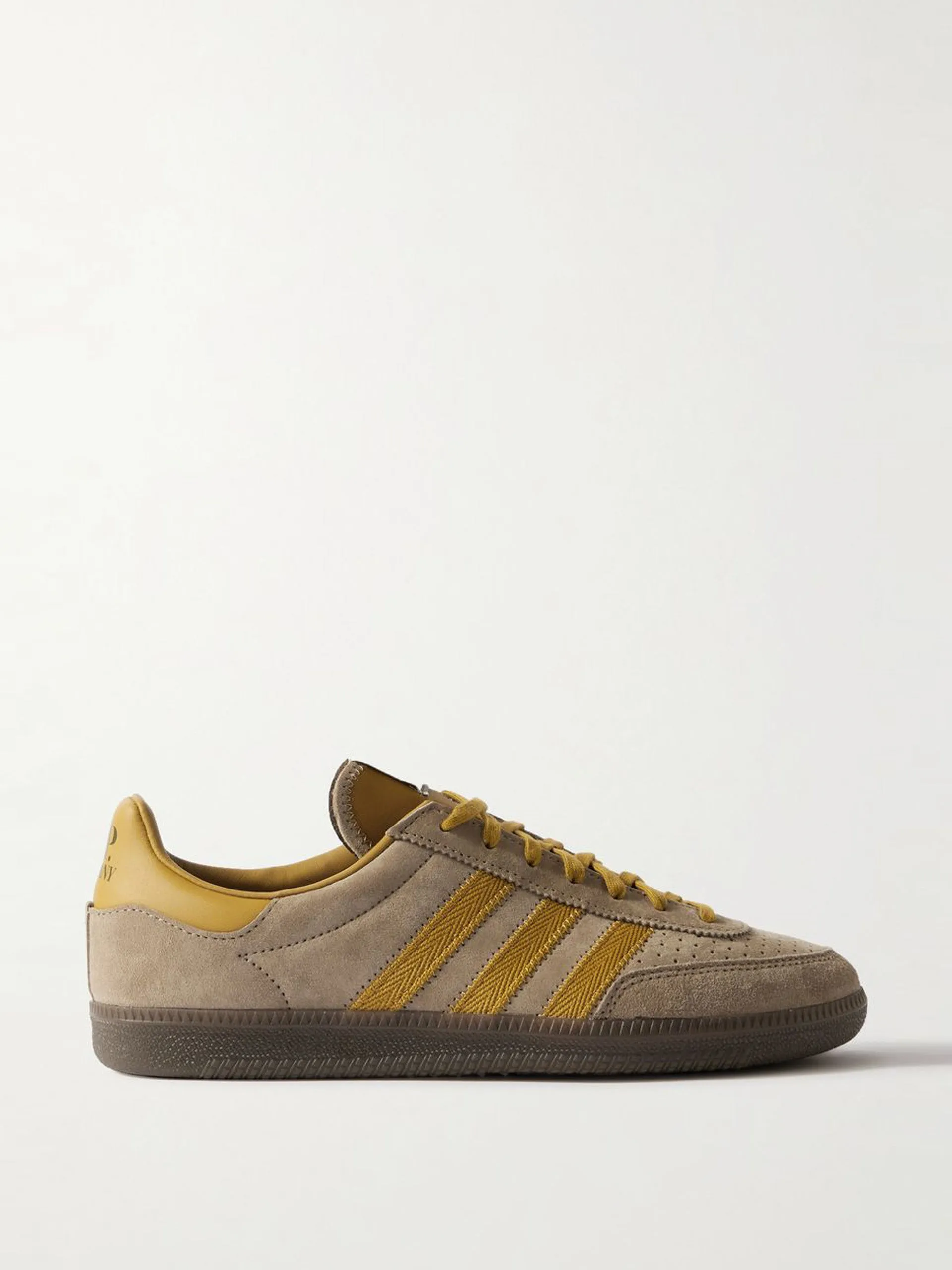 Leather and grosgrain-trimmed suede sneakers