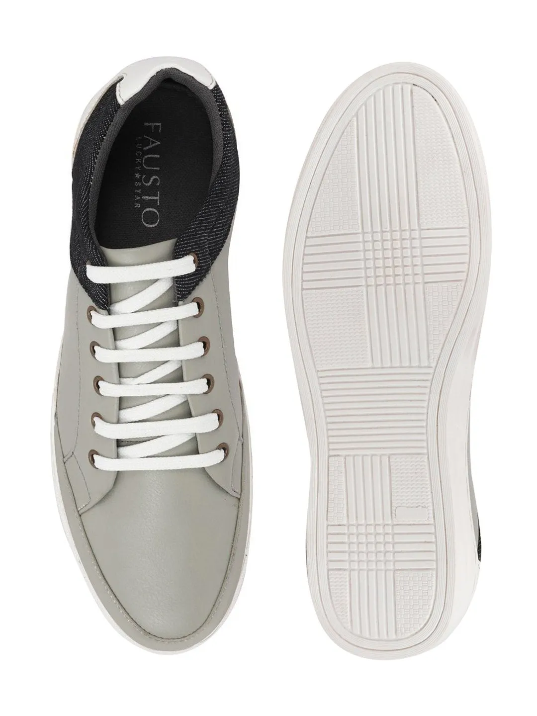 Men Grey Classic Lace Up Sneakers