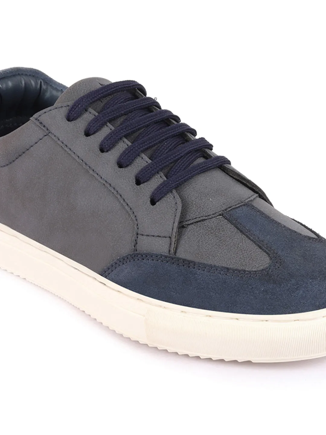 Men Navy Lace-Up Low Top Classic Sneakers Casual Shoes