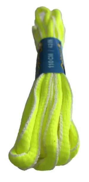 Neon Yellow and White Oval Running Shoe Shoelaces - 6mm wide