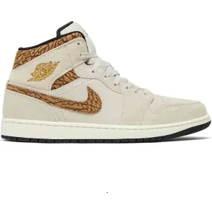 Nike Men's Air Jordan 1 Mid SE Shoes - Orewood Brown / British Tan / Metallic Gold