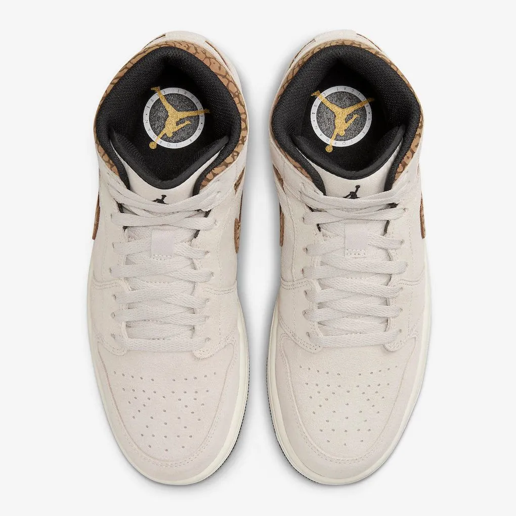 Nike Men's Air Jordan 1 Mid SE Shoes - Orewood Brown / British Tan / Metallic Gold