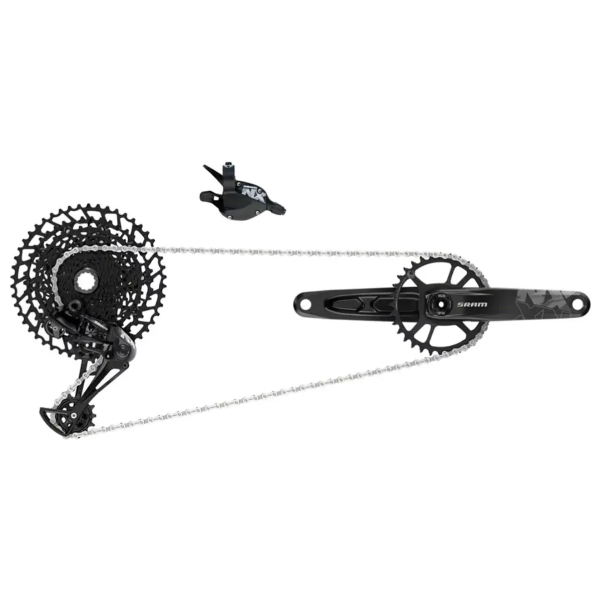 NX Eagle Groupset: 175mm 32 Tooth DUB Crank, Rear Derailleur, 11-50 12-Speed Cassette, Trigger Shifter, and Chain