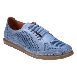 Oscar Blue Hidden Lace Perforated Leather Sneakers