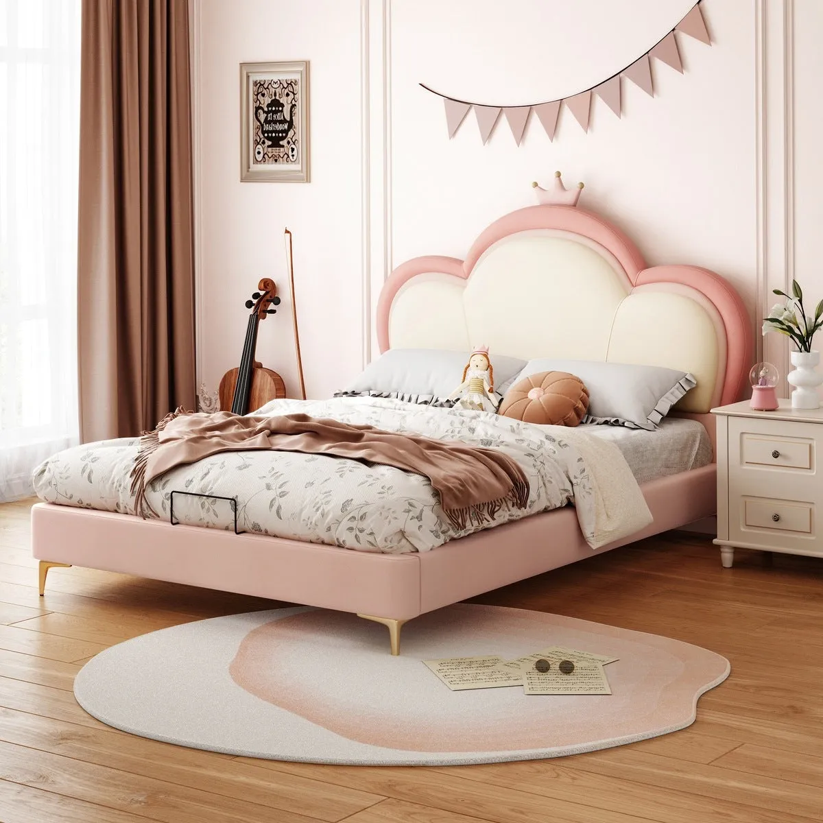 Pink Cloud Princess Bed with Mattress