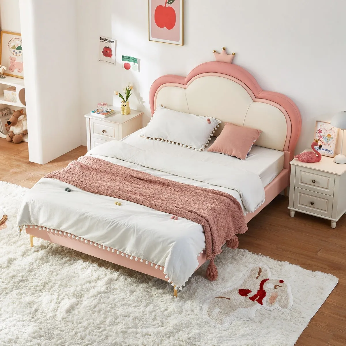 Pink Cloud Princess Bed with Mattress