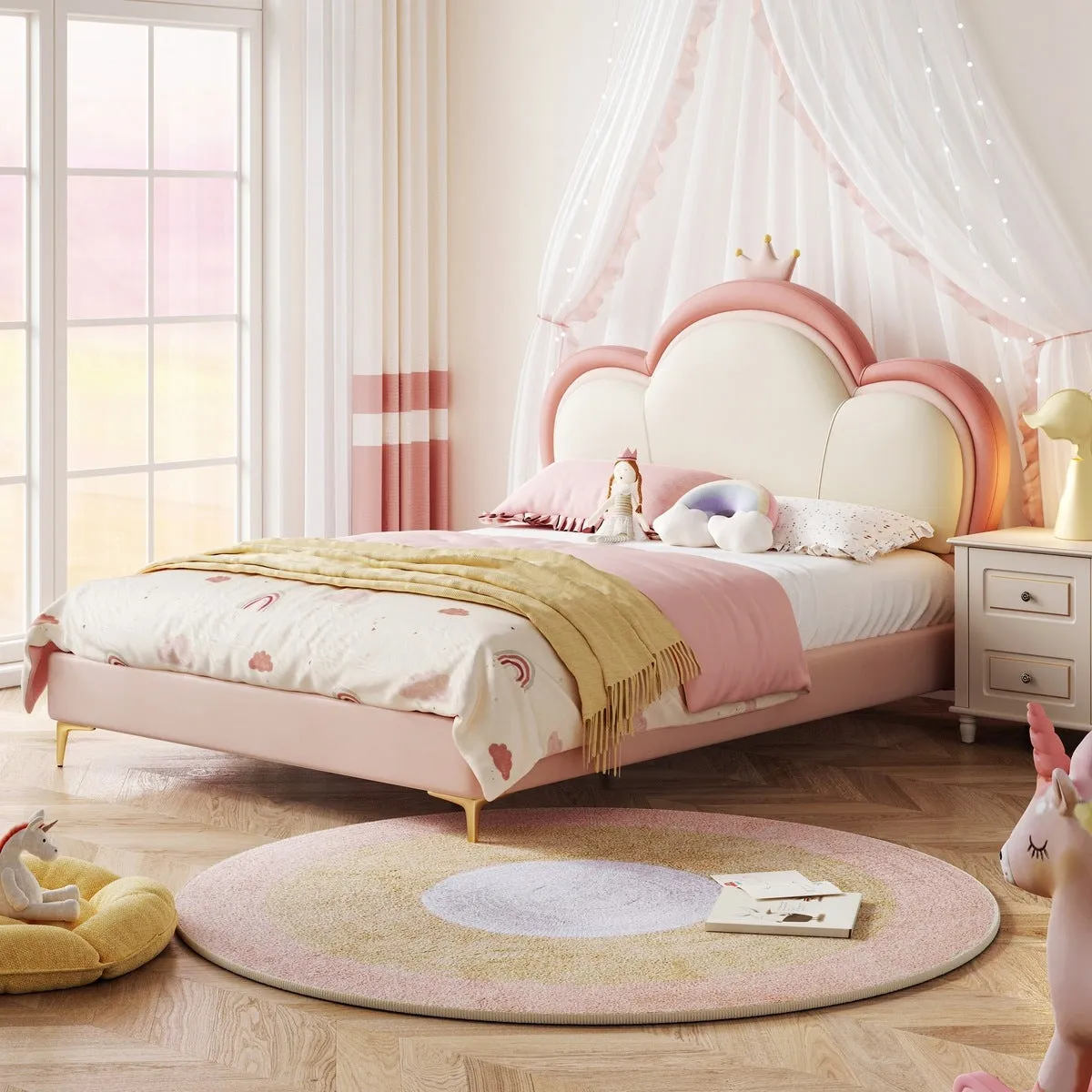 Pink Cloud Princess Bed with Mattress