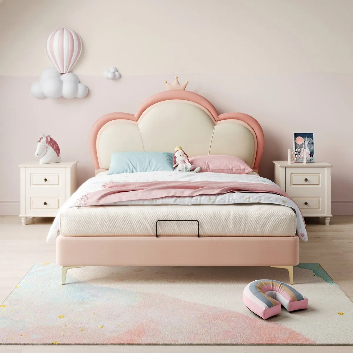 Pink Cloud Princess Bed with Mattress