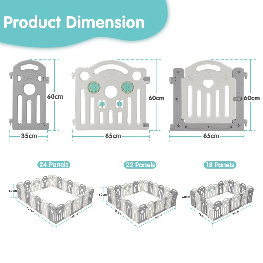 Playpals Kids Playpen Baby Safety Gate Toddler Fence Child Play 18/22/24 Panels