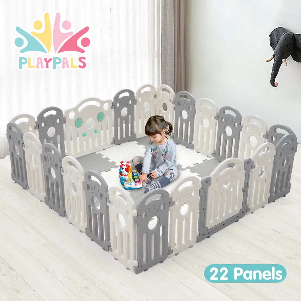 Playpals Kids Playpen Baby Safety Gate Toddler Fence Child Play 18/22/24 Panels