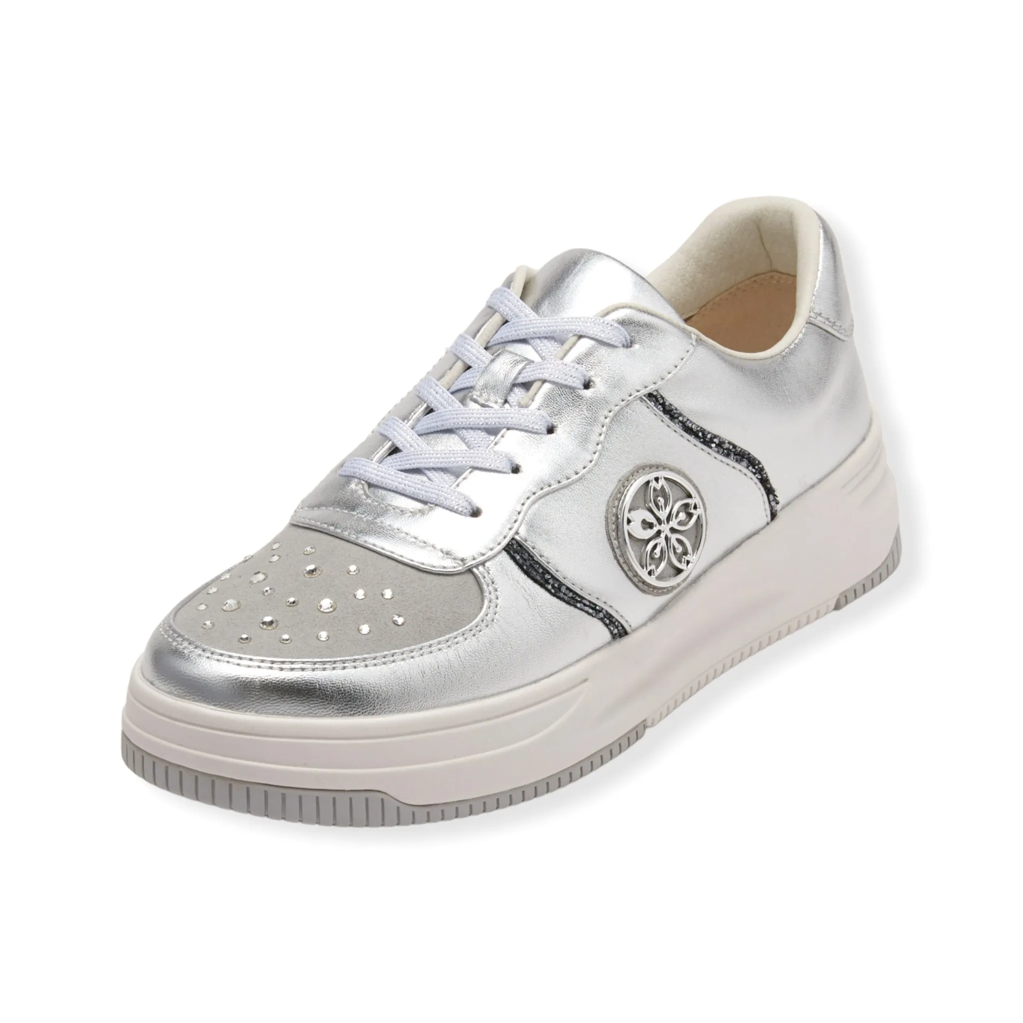 Sheepskin leather sneaker with Swarovski crystal glass  #FJ094