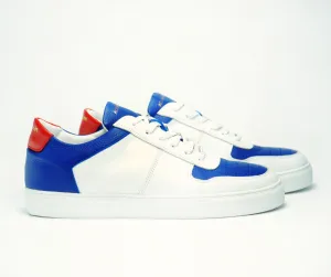 Sneakers BASE en cuir blanc et bleu