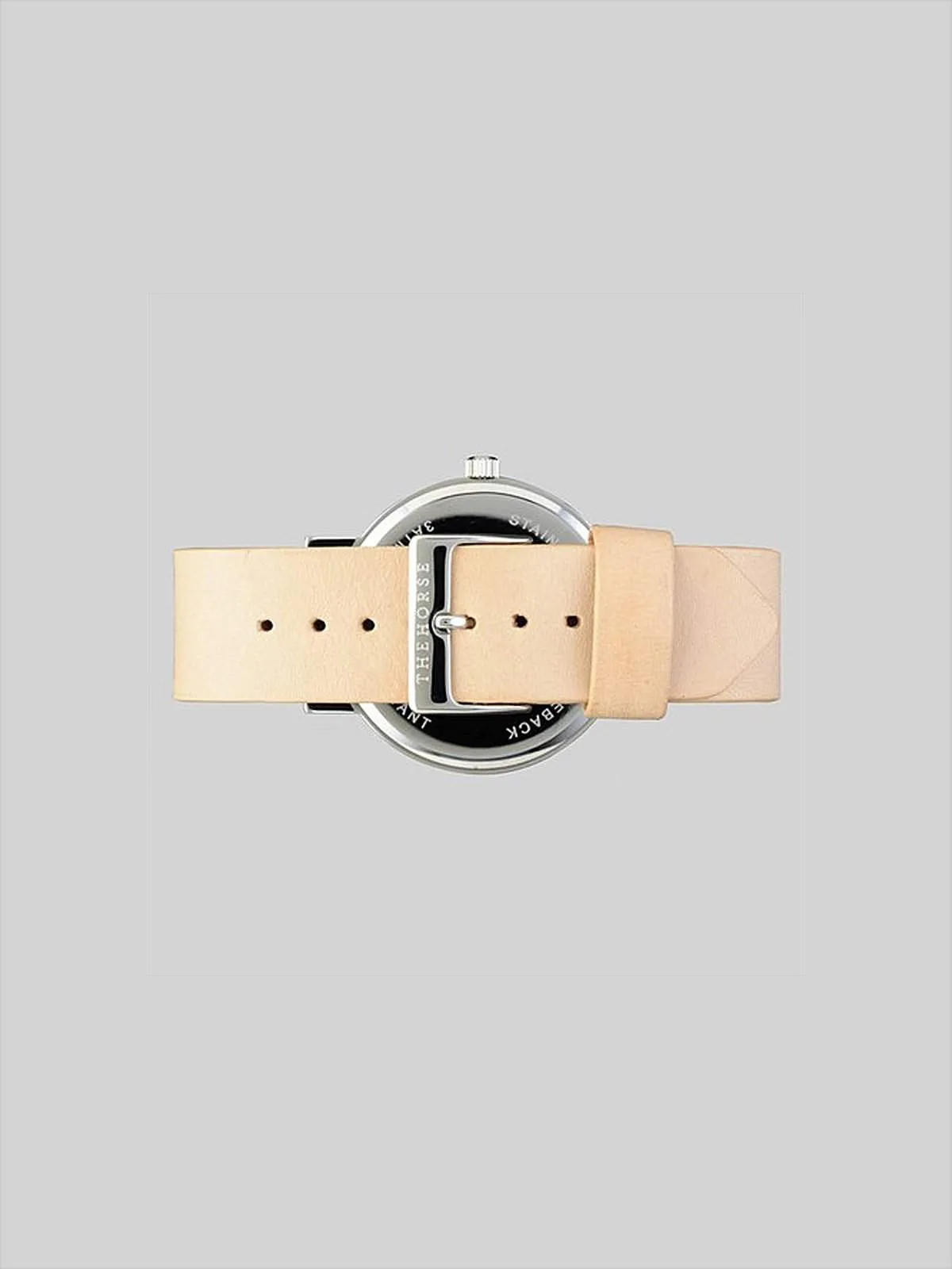 The Horse Polished Steel / White Face / Vegetable Tan Watch