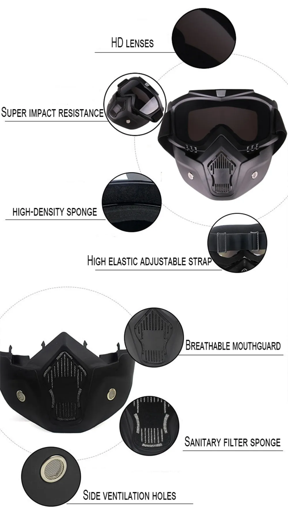 Windproof Motorcycle Snowboard Helmet Goggles