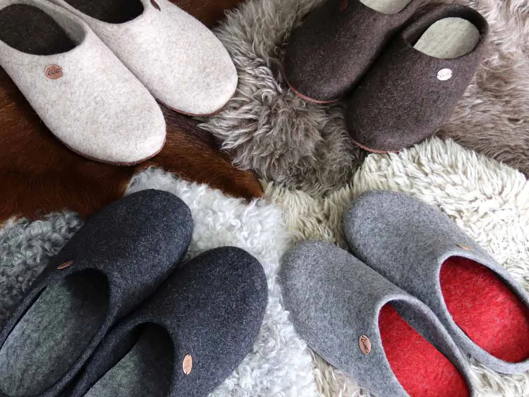 WoolFit® handmade Felt Slippers | Classic, light gray